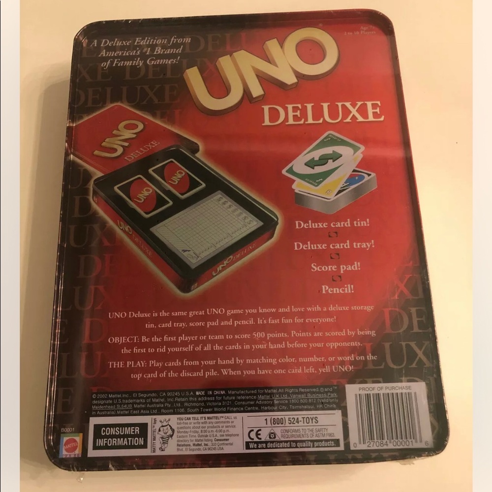 UNO Deluxe Edition vintage Card Game Metal Tin Factory Sealed New